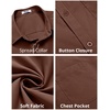 image:imageCOOFANDY Mens Short Sleeve Casual Button Down Shirts Summer Untucked Dress Shirts with PocketBrown