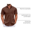 image:imageCOOFANDY Mens Short Sleeve Casual Button Down Shirts Summer Untucked Dress Shirts with PocketBrown