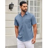 image:imageCOOFANDY Mens Short Sleeve Casual Button Down Shirts Summer Untucked Dress Shirts with PocketCaptain Blue