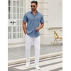 image:imageCOOFANDY Mens Short Sleeve Casual Button Down Shirts Summer Untucked Dress Shirts with PocketCaptain Blue