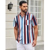 image:imageCOOFANDY Mens Short Sleeve Casual Button Down Shirts Summer Untucked Dress Shirts with PocketColorful Stripe