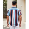 image:imageCOOFANDY Mens Short Sleeve Casual Button Down Shirts Summer Untucked Dress Shirts with PocketColorful Stripe