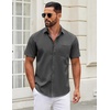 image:imageCOOFANDY Mens Short Sleeve Casual Button Down Shirts Summer Untucked Dress Shirts with PocketDark Grey