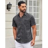 image:imageCOOFANDY Mens Short Sleeve Casual Button Down Shirts Summer Untucked Dress Shirts with PocketGeometry Black