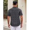 image:imageCOOFANDY Mens Short Sleeve Casual Button Down Shirts Summer Untucked Dress Shirts with PocketGeometry Black
