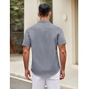 image:imageCOOFANDY Mens Short Sleeve Casual Button Down Shirts Summer Untucked Dress Shirts with PocketGrey Wihte Square