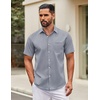image:imageCOOFANDY Mens Short Sleeve Casual Button Down Shirts Summer Untucked Dress Shirts with PocketGrey Wihte Square