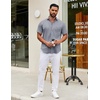 image:imageCOOFANDY Mens Short Sleeve Casual Button Down Shirts Summer Untucked Dress Shirts with PocketGrey Wihte Square
