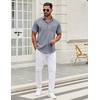 image:imageCOOFANDY Mens Short Sleeve Casual Button Down Shirts Summer Untucked Dress Shirts with PocketGrey Wihte Square