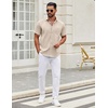 image:imageCOOFANDY Mens Short Sleeve Casual Button Down Shirts Summer Untucked Dress Shirts with PocketKhaki