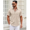 image:imageCOOFANDY Mens Short Sleeve Casual Button Down Shirts Summer Untucked Dress Shirts with PocketKhaki