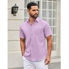 image:imageCOOFANDY Mens Short Sleeve Casual Button Down Shirts Summer Untucked Dress Shirts with PocketLavender