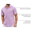 image:imageCOOFANDY Mens Short Sleeve Casual Button Down Shirts Summer Untucked Dress Shirts with PocketLavender