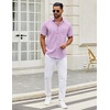 image:imageCOOFANDY Mens Short Sleeve Casual Button Down Shirts Summer Untucked Dress Shirts with PocketLavender