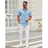 image:imageCOOFANDY Mens Short Sleeve Casual Button Down Shirts Summer Untucked Dress Shirts with PocketLight Blue