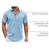 image:imageCOOFANDY Mens Short Sleeve Casual Button Down Shirts Summer Untucked Dress Shirts with PocketLight Blue