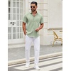 image:imageCOOFANDY Mens Short Sleeve Casual Button Down Shirts Summer Untucked Dress Shirts with PocketLight Green
