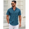 image:imageCOOFANDY Mens Short Sleeve Casual Button Down Shirts Summer Untucked Dress Shirts with PocketMidnight Blue