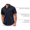image:imageCOOFANDY Mens Short Sleeve Casual Button Down Shirts Summer Untucked Dress Shirts with PocketNavy Blue