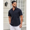 image:imageCOOFANDY Mens Short Sleeve Casual Button Down Shirts Summer Untucked Dress Shirts with PocketNavy Blue