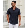 image:imageCOOFANDY Mens Short Sleeve Casual Button Down Shirts Summer Untucked Dress Shirts with PocketNavy Blue