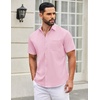 image:imageCOOFANDY Mens Short Sleeve Casual Button Down Shirts Summer Untucked Dress Shirts with PocketPink