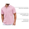 image:imageCOOFANDY Mens Short Sleeve Casual Button Down Shirts Summer Untucked Dress Shirts with PocketPink