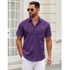 image:imageCOOFANDY Mens Short Sleeve Casual Button Down Shirts Summer Untucked Dress Shirts with PocketPurple