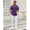 image:imageCOOFANDY Mens Short Sleeve Casual Button Down Shirts Summer Untucked Dress Shirts with PocketPurple