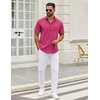 image:imageCOOFANDY Mens Short Sleeve Casual Button Down Shirts Summer Untucked Dress Shirts with PocketRose Red