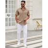 image:imageCOOFANDY Mens Short Sleeve Casual Button Down Shirts Summer Untucked Dress Shirts with PocketSesame