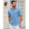 image:imageCOOFANDY Mens Short Sleeve Casual Button Down Shirts Summer Untucked Dress Shirts with PocketSky Blue
