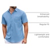 image:imageCOOFANDY Mens Short Sleeve Casual Button Down Shirts Summer Untucked Dress Shirts with PocketSky Blue
