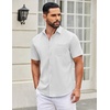 image:imageCOOFANDY Mens Short Sleeve Casual Button Down Shirts Summer Untucked Dress Shirts with PocketWhite