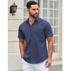 image:imageCOOFANDY Mens Short Sleeve Casual Button Down Shirts Summer Untucked Dress Shirts with PocketWhite Dotnavy Blue