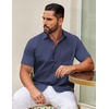 image:imageCOOFANDY Mens Short Sleeve Casual Button Down Shirts Summer Untucked Dress Shirts with PocketWhite Dotnavy Blue