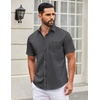 image:imageCOOFANDY Mens Short Sleeve Casual Button Down Shirts Summer Untucked Dress Shirts with PocketWhite Stripeblack