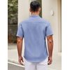 image:imageCOOFANDY Mens Short Sleeve Casual Button Down Shirts Summer Untucked Dress Shirts with PocketWhite Stripeblue