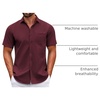 image:imageCOOFANDY Mens Short Sleeve Casual Button Down Shirts Summer Untucked Dress Shirts with PocketWine Red