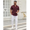 image:imageCOOFANDY Mens Short Sleeve Casual Button Down Shirts Summer Untucked Dress Shirts with PocketWine Red