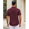 image:imageCOOFANDY Mens Short Sleeve Casual Button Down Shirts Summer Untucked Dress Shirts with PocketWine Red