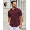 image:imageCOOFANDY Mens Short Sleeve Casual Button Down Shirts Summer Untucked Dress Shirts with PocketWine Red