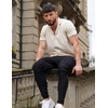 image:imageCOOFANDY Mens Short Sleeve Knit Shirt Casual Button Down Shirt Vintage Striped Knitted Golf Beach TopsBeige