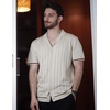 image:imageCOOFANDY Mens Short Sleeve Knit Shirt Casual Button Down Shirt Vintage Striped Knitted Golf Beach TopsBeige