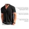image:imageCOOFANDY Mens Short Sleeve Knit Shirt Casual Button Down Shirt Vintage Striped Knitted Golf Beach TopsBlack