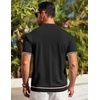 image:imageCOOFANDY Mens Short Sleeve Knit Shirt Casual Button Down Shirt Vintage Striped Knitted Golf Beach TopsBlack