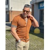 image:imageCOOFANDY Mens Short Sleeve Knit Shirt Casual Button Down Shirt Vintage Striped Knitted Golf Beach TopsBrown
