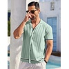 image:imageCOOFANDY Mens Short Sleeve Knit Shirt Casual Button Down Shirt Vintage Striped Knitted Golf Beach TopsLight Green