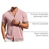 image:imageCOOFANDY Mens Short Sleeve Knit Shirt Casual Button Down Shirt Vintage Striped Knitted Golf Beach TopsLight Pink