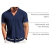 image:imageCOOFANDY Mens Short Sleeve Knit Shirt Casual Button Down Shirt Vintage Striped Knitted Golf Beach TopsNavy Blue